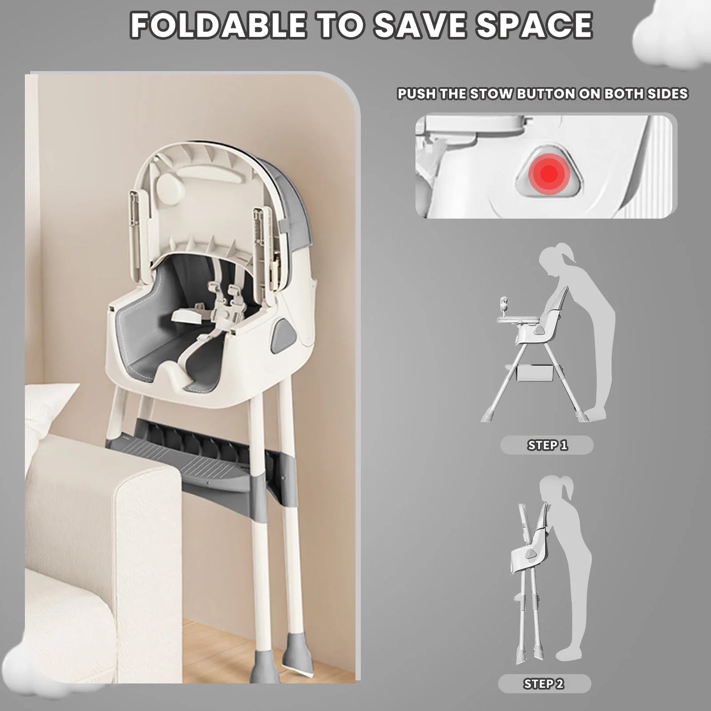Foldable Baby High Chair – Safe, Comfortable & Easy to Clean! 🍼